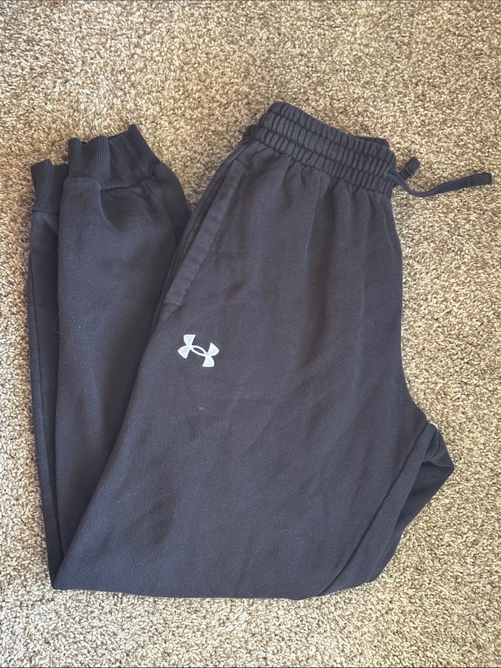 Under Armour Adult Black Jogger Sweatpants with White Logo